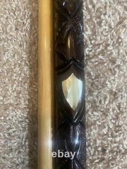 1970's Vintage Hand Carved Sampaio MoP Inlay 57 Hardwood + Ivory Pool Cue