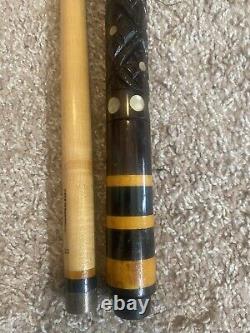 1970's Vintage Hand Carved Sampaio MoP Inlay 57 Hardwood + Ivory Pool Cue