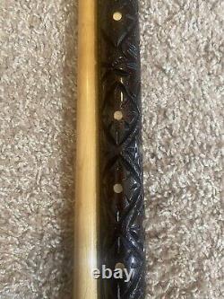 1970's Vintage Hand Carved Sampaio MoP Inlay 57 Hardwood + Ivory Pool Cue