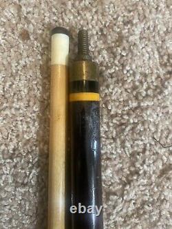 1970's Vintage Hand Carved Sampaio MoP Inlay 57 Hardwood + Ivory Pool Cue