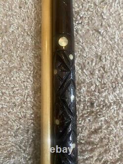 1970's Vintage Hand Carved Sampaio MoP Inlay 57 Hardwood + Ivory Pool Cue