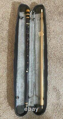 1970's Vintage Hand Carved Sampaio MoP Inlay 57 Hardwood + Ivory Pool Cue