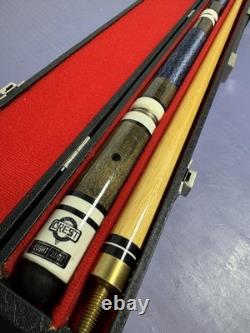2-Piece Pool Cue Sticks Set Crest Weight 20oz + Custom Wood Inlay Billard Cue