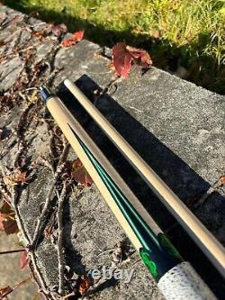 4 Point Dollar Sign Cue By Carl Giuli Custom Pool Cues, Green Inlays, 3/8 X 10