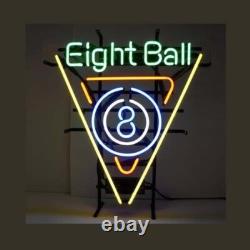 8 Eight Ball Billiards Pool 20x16 Neon Sign Lamp Light Show Bar With Dimmer