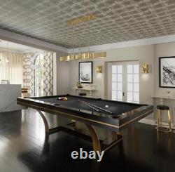 8 Foot Pool Table, Custom Designer Version, Gloss Black and Brass