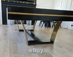 8 Foot Pool Table, Custom Designer Version, Gloss Black and Brass