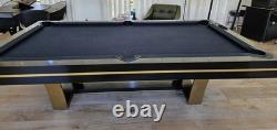 8 Foot Pool Table, Custom Designer Version, Gloss Black and Brass