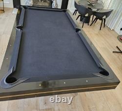 8 Foot Pool Table, Custom Designer Version, Gloss Black and Brass