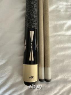 AE Custom 6 Point Pool Cue 2 Shafts IV Inlays Maple Ebony & Purple Steel Joint