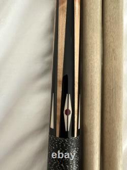 AE Custom 6 Point Pool Cue 2 Shafts IV Inlays Maple Ebony & Purple Steel Joint
