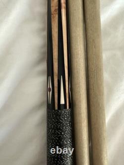 AE Custom 6 Point Pool Cue 2 Shafts IV Inlays Maple Ebony & Purple Steel Joint