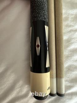 AE Custom 6 Point Pool Cue 2 Shafts IV Inlays Maple Ebony & Purple Steel Joint