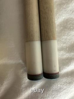 AE Custom 6 Point Pool Cue 2 Shafts IV Inlays Maple Ebony & Purple Steel Joint