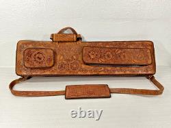 AMAZING! Vintage Custom Genuine Leather USA Hand Made & Tooled Pool Cue Case 4x4