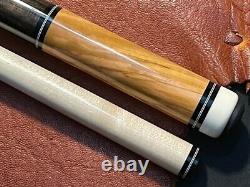 Austin Hill Custom Pool Cue. Wrap-less cue. Olivewood/Stripped Ebony. 59-1/2 Cue