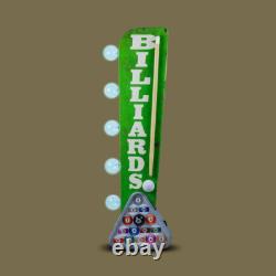 Billiards Pool Cue Vintage Marquee LED Sign By Crystal Art Gallery 113772WEB