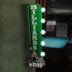 Billiards Pool Cue Vintage Marquee LED Sign By Crystal Art Gallery 113772WEB