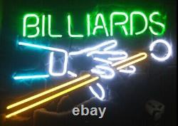 Billiards Rack Pool 20x16 Neon Sign Lamp Gift Party Club With Dimmer