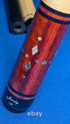 Bloodwood Birdseye MOP M3/8-10 Jacoby Custom Pool Cue 2 Shafts 18.90oz 12.30mm