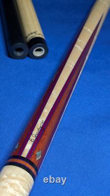 Bloodwood Birdseye MOP M3/8-10 Jacoby Custom Pool Cue 2 Shafts 18.90oz 12.30mm