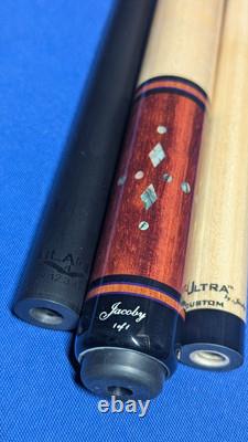 Bloodwood Birdseye MOP M3/8-10 Jacoby Custom Pool Cue 2 Shafts 18.90oz 12.30mm