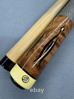 Bludworth 5-Needle Custom Pool Cue Brown Maple Shaft Leather Grip Used