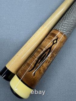 Bludworth 5-Needle Custom Pool Cue Brown Maple Shaft Leather Grip Used