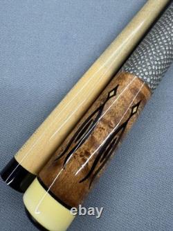 Bludworth 5-Needle Custom Pool Cue Brown Maple Shaft Leather Grip Used