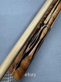 Bludworth 5-Needle Custom Pool Cue Brown Maple Shaft Leather Grip Used