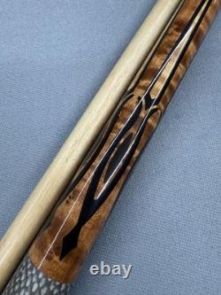 Bludworth 5-Needle Custom Pool Cue Brown Maple Shaft Leather Grip Used