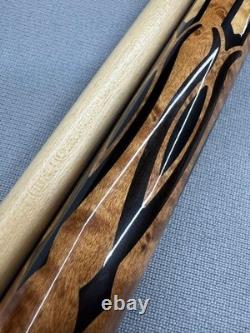 Bludworth 5-Needle Custom Pool Cue Brown Maple Shaft Leather Grip Used