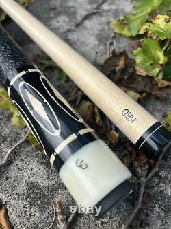 Brand New 4 Point Giuli Custom Pool Cue, Ebony With Maple & Mother Of Pearl Inlays