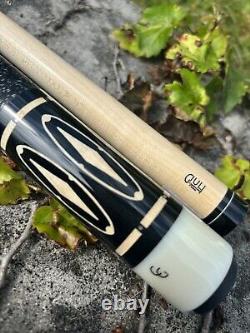 Brand New 4 Point Giuli Custom Pool Cue, Ebony With Maple & Mother Of Pearl Inlays