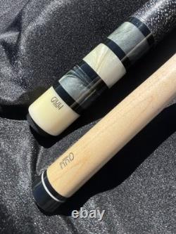 Brand New 5 Point Giuli Custom Pool Cue, Grey Acrylic 8 Green Veneers, 1 Shaft