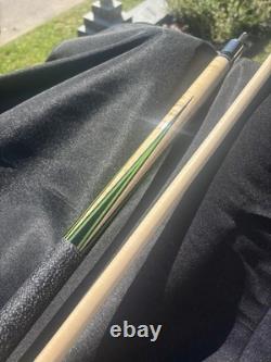 Brand New 5 Point Giuli Custom Pool Cue, Grey Acrylic 8 Green Veneers, 1 Shaft