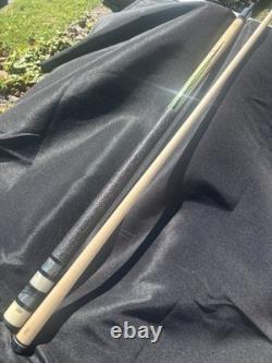 Brand New 5 Point Giuli Custom Pool Cue, Grey Acrylic 8 Green Veneers, 1 Shaft