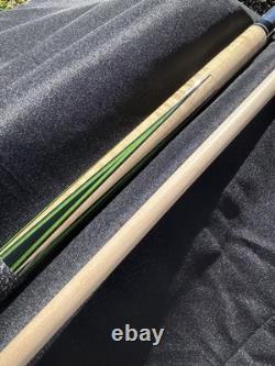 Brand New 5 Point Giuli Custom Pool Cue, Grey Acrylic 8 Green Veneers, 1 Shaft