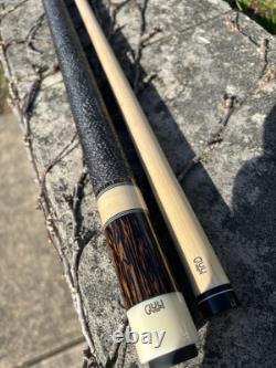 Brand New Black Palm 5 Point Giuli Custom Pool Cue, 3/8 X 10 Pin, Red Veneers