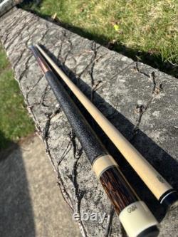Brand New Black Palm 5 Point Giuli Custom Pool Cue, 3/8 X 10 Pin, Red Veneers