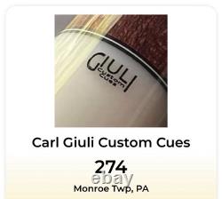 Brand New Black Palm 5 Point Giuli Custom Pool Cue, 3/8 X 10 Pin, Red Veneers