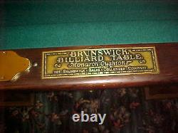 Brunswick Balke Collender Custom Antique 9' Billiard Pool Table Great Condition