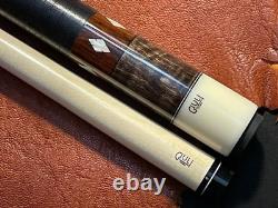Carl Giuli Custom 4 Point Pool Cue. Notched Diamonds. Grey Stained. Maple Shaft