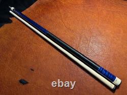 Carl Giuli Custom Blue Stained Curly Maple Pool Cue. With Maple Shaft