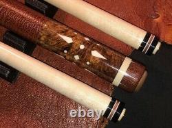 Chad McLennan CAM Custom Pool Cue With 2 Maple Shafts. Leather Wrap