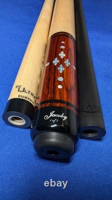 Cocobolo/Birdseye M3/8-10 Custom Jacoby Pool Cue 18.80oz 12.30mm Two Shafts