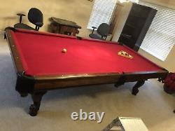 Custom Built Solid Cherry Billiards Pool Table Claw Legs & Leather Drop Pockets