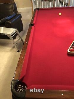 Custom Built Solid Cherry Billiards Pool Table Claw Legs & Leather Drop Pockets