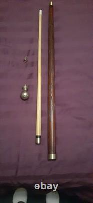Custom Carved Pool Cue Stick 57 Beautiful & Vintage 4 piece with 2 part cue