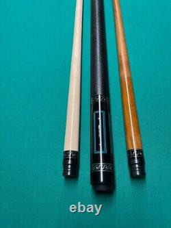 Custom Ebony pool cue radial pin 2-carbon fiber cored shafts & 4 extension